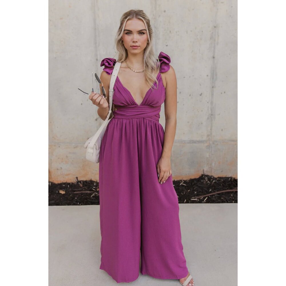 Plum Ruffle Jumpsuit | Storia